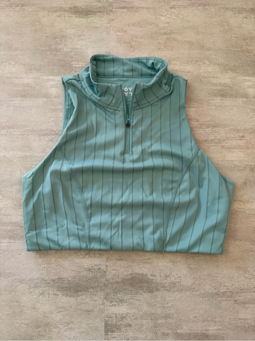 JOYLAB | High Neck Zip-Up Sports Bra Blue Tonal Stripe - Size Large - Picture 3 of 6